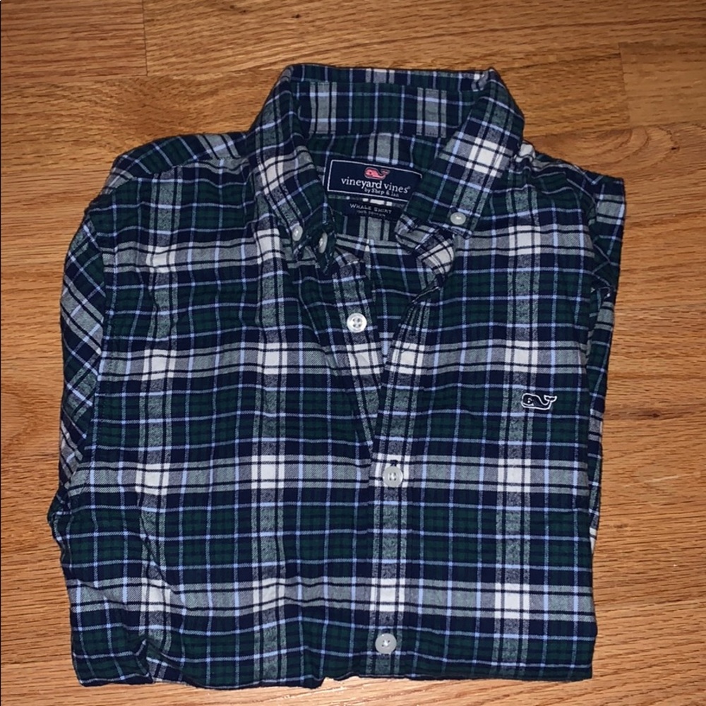 Vineyard Vines Boys Navy Plaid Button Down Shirt